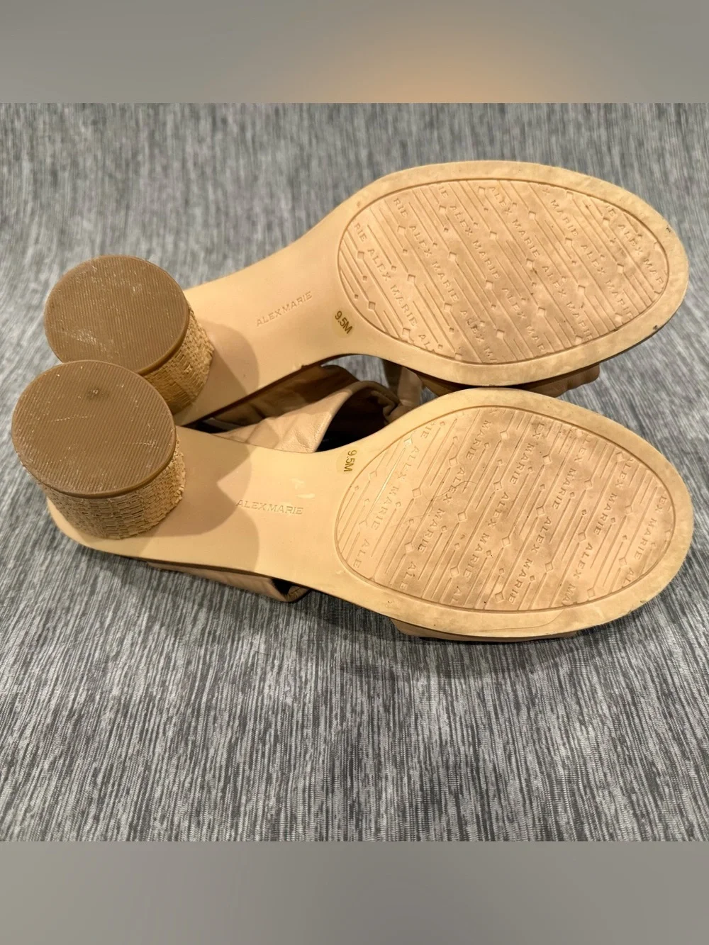 Alex Marie Tan Knotted Leather Block Heel Sandals
